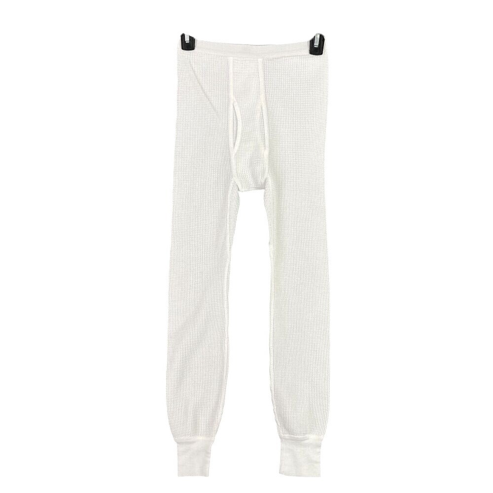 Vintage USA made 80s Waffle Knit Saugatuck Pants Boys L White Thermal Long Johns